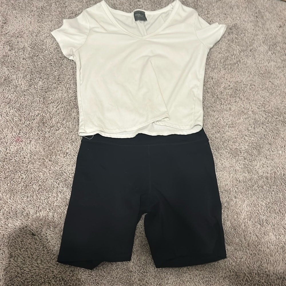Cute oufit white shirt black shorts